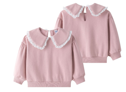 roze fleece sweatshirt met peter pan kraag en rushes - Newness