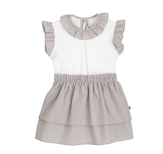 Florentine - Tweedelig beige setje t-shirt en rok