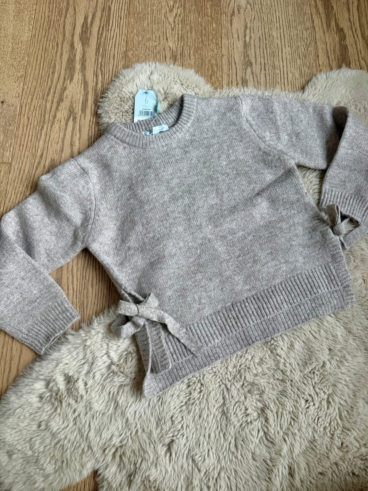 meisjes beige sweater met strikken aan de zijkant - Newness