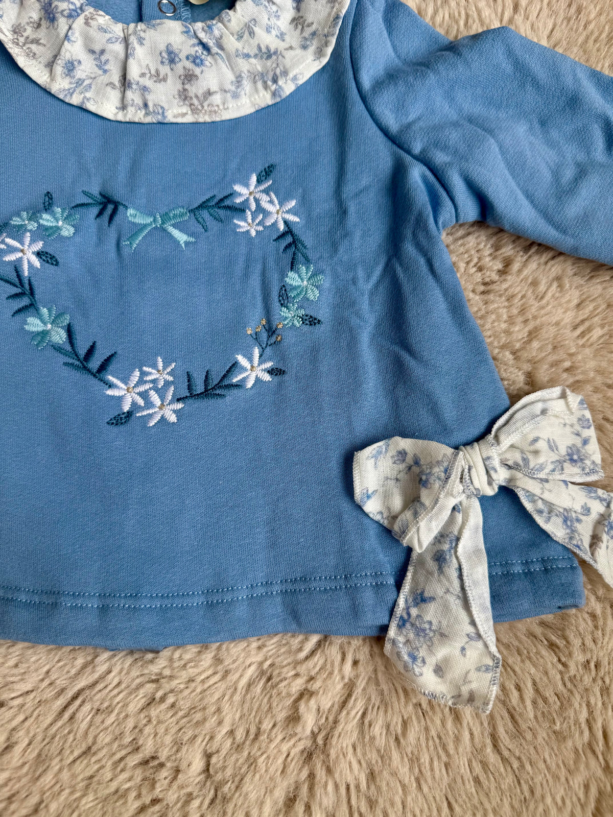 gekraagde fleece sweater met strikjes en lange mouwen - Newness