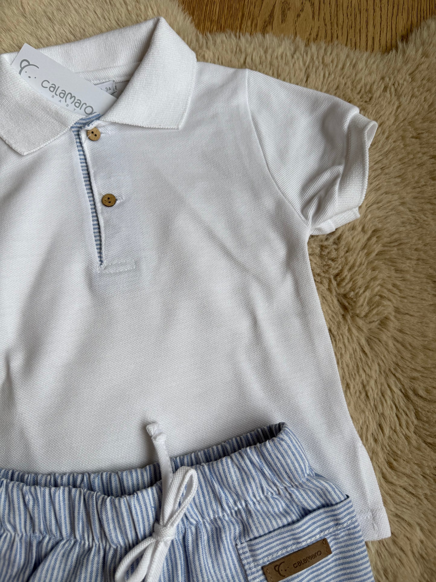 Henri - tweedelig setje t-shirt en blauwe gestreepte broek Calamaro Baby