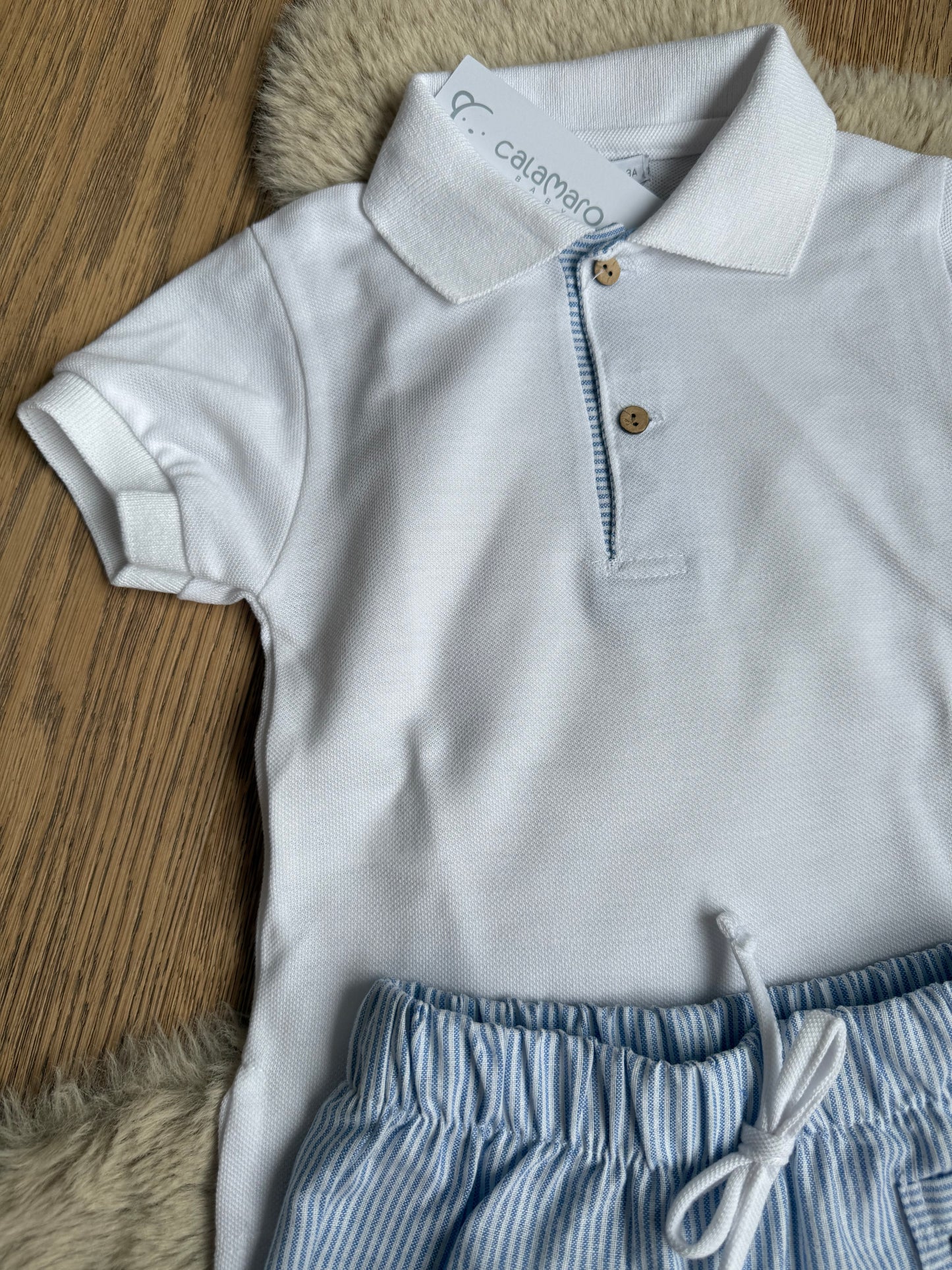 Henri - tweedelig setje t-shirt en blauwe gestreepte broek Calamaro Baby