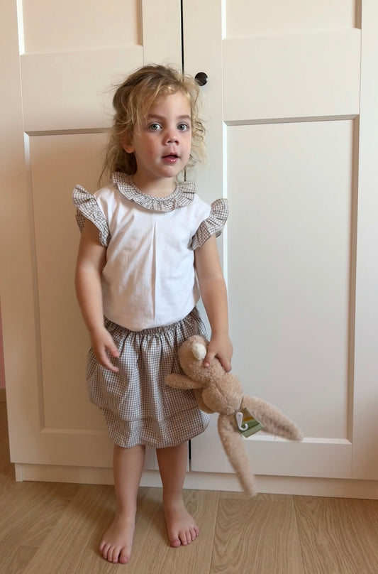 Florentine - Tweedelig beige setje t-shirt en rok