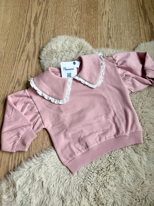 roze fleece sweatshirt met peter pan kraag en rushes - Newness