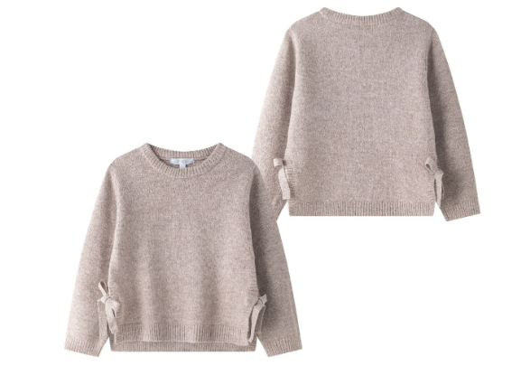 meisjes beige sweater met strikken aan de zijkant - Newness